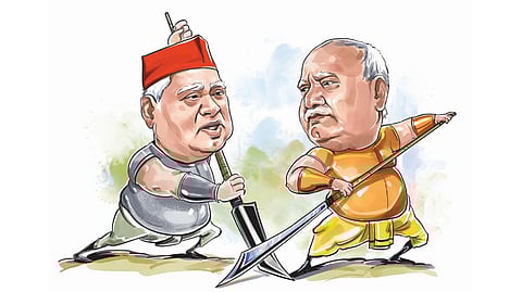 Samajwadi Party's candidate for Faizabad Awadhesh Prasad (left) and the BJP's incumbent MP Lallu Singh.