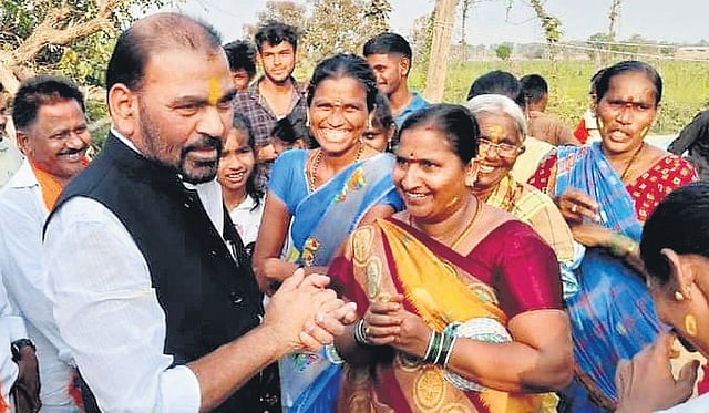BJP’s Gomasa Srinivas during their campaign