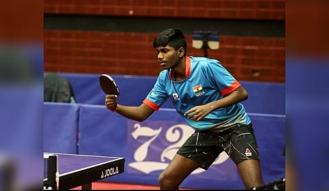 MR Balamurugan, a talented teenager who has been making rapid strides in the table tennis scene.