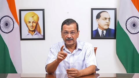 Delhi Chief Minister Arvind Kejriwal delivers a video message, ahead of his surrender before Tihar jail authorities, on Friday, May 31, 2024.