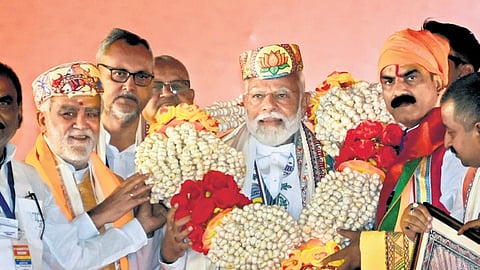 PM Narendra Modi at an election rally in Bihar’s Darbhanga district on Saturday | pti