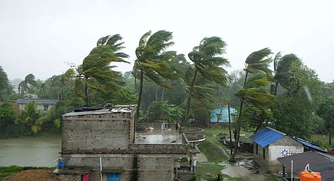 Rains and strong winds ahead of the landfall of Cyclone 'Remal', in South 24 Parganas district, Sunday, May 26, 2024.