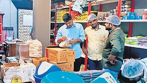 FSSAI Task Force officials inspect a restaurant in Jubilee Hills on Thursday