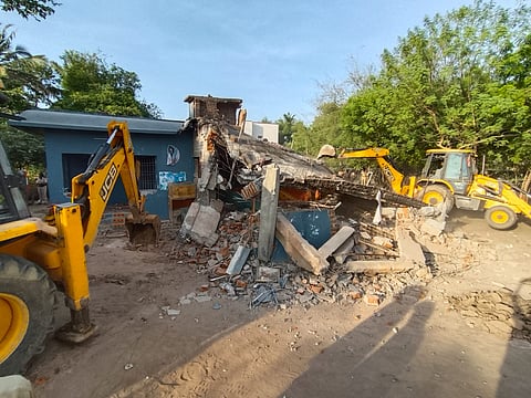 The authorities demolished the temple on grounds of encroachment of the burial ground that falls under the municipal limit.
