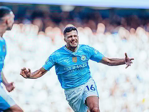 Man City's Rodri during an EPL match against Arsenal