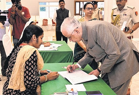 Governor S Abdul Nazeer exercised his franchise in Vijayawada