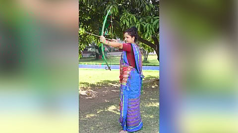 Kalpana Soren with bow and arrow poses for her social media handle 'X'.