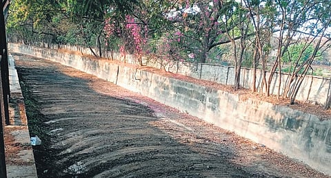 A storm water drain connecting Challaghatta Valley cleared of silt.