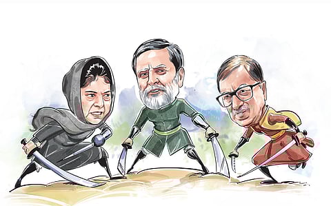 Mehbooba Mufti, Mian Altaf and Zafar Manhas.