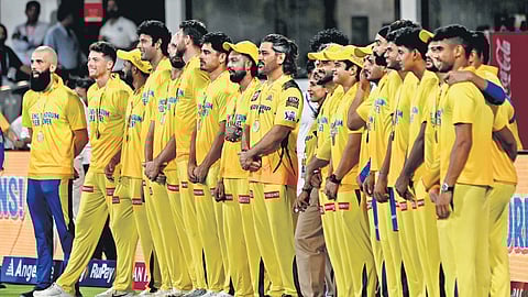 CSK players acknowledge the home fans after the match on Sunday
