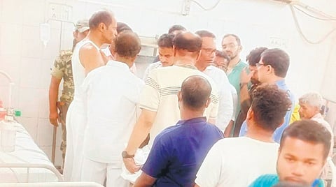 Pradeep sustained bleeding injuries on his right shoulder and complained of chest pain.