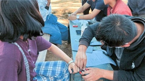 Biometrics being captured at Paikoh refugee camp