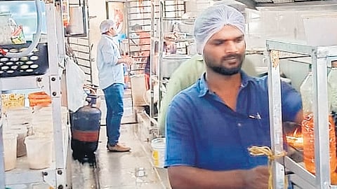 The GHMC’s task force inspects Hotel Brundavan at Uppal in Hyderabad on Wednesday