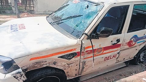 The offending Mahindra Scorpio vehicle of the Delhi Police constable.