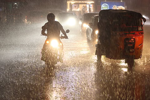 After several days of scorching temperatures, heavy rain hits various parts of Hyderabad.