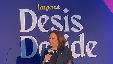 US Vice President Kamala Harris speaks at an event in Washington.