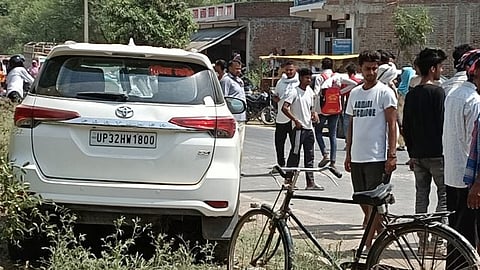 Two persons who were riding on a motorcycle were hit by the vehicle near a school. Both died on the spot.