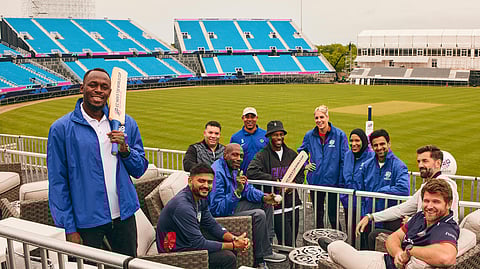 USA players with former stars at an ICC event in the New York Stadium