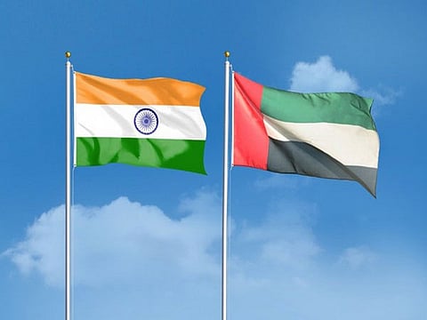 Representational image of India, UAE flags.
