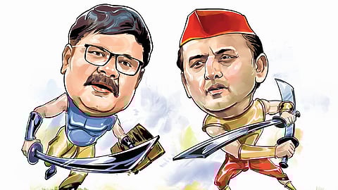 BJP's incumbent MP Subrat Pathak (L) and Samajwadi Party chief Akhilesh Yadav will battle it out for the Kannauj Lok Sabha seat, which goes to polls during the fourth phase of general elections.