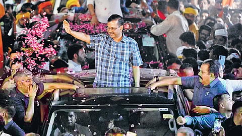 CM Arwind Kejriwal’s roadshow in N-E Delhi