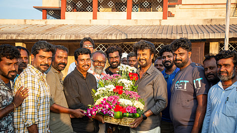 Kollywood Superstar Rajinikanth with the crew of 'Vettaiyan'