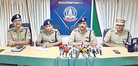 IGP (South Zone) N Kannan talking to reporters in Tirunelveli on Monday