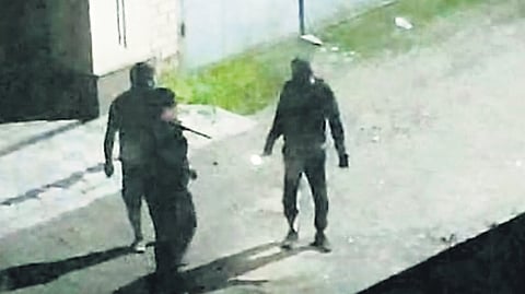 Three unidentified locals attempted to enter the international hostel at Bishkek in Kyrgyzstan, causing panic among Telugu students