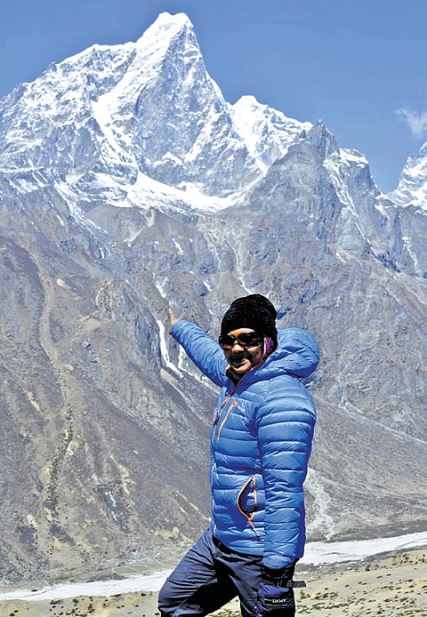 Sonu Soman on way to Everest base camp during last year’s trekking.