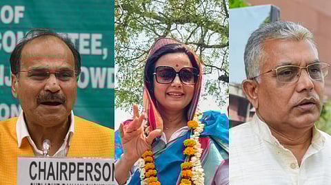 Congress leader Adhir Ranjan Chowdhury, TMC candidate from Krishnanagar Mahua Moitra,