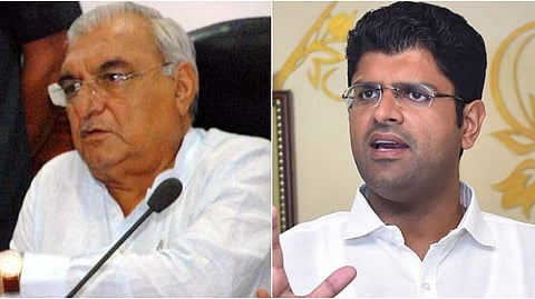 Haryana Opposition Bhupinder Singh Hooda( R), Jannayak Janta Party (JJP) leader Dushyant Chautala (L)