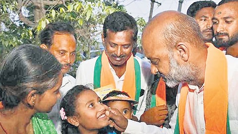 Bandi Sanjay Kumar during an election campaign