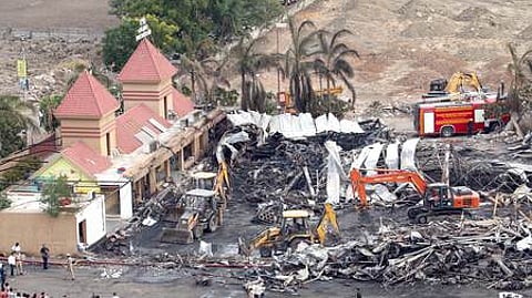 The game zone site where a major fire broke out in Rajkot.