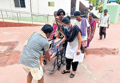 An elderly woman being taken to RGH for heatstroke treatment