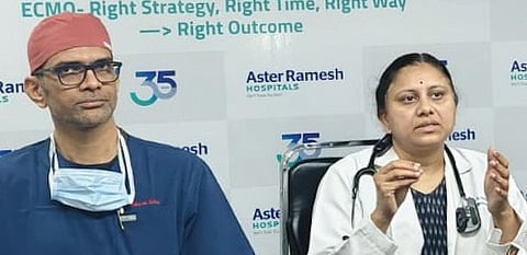 Lead cardiologist Dr PNS Haritha speaking at a press meet