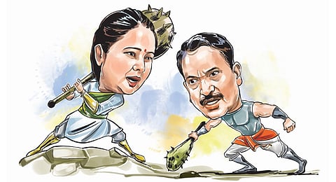 Rohini Acharya (left) and Rajiv Pratap Rudy.