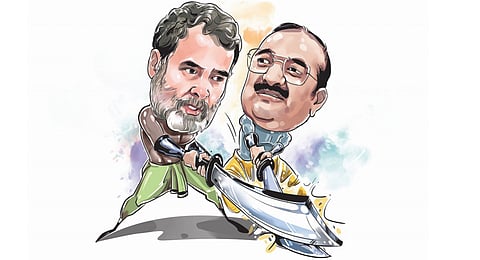 Rahul Gandhi (left) and Dinesh Pratap Singh