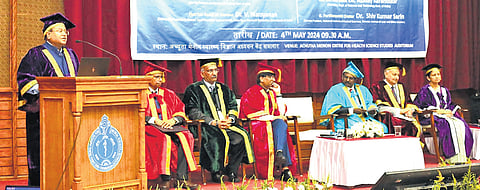 NITI Aayog member V K Saraswat speaking at the annual convocation of the 40th batch of Sree Chitra Tirunal Institute for Medical Sciences on Saturday