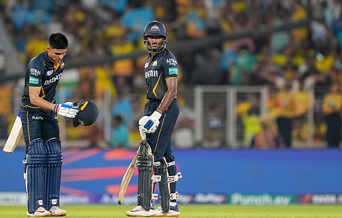 Gujarat Titans' Shubman Gill (left) & B Sai Sudharsan put on a partnership of 210 runs for the opening wicket