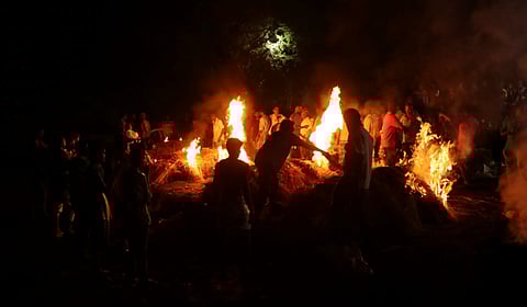 The bodies of victims who succumbed after consuming illicit liquor cremated in the Karunapuram area of Kallakurichi on Thursday.