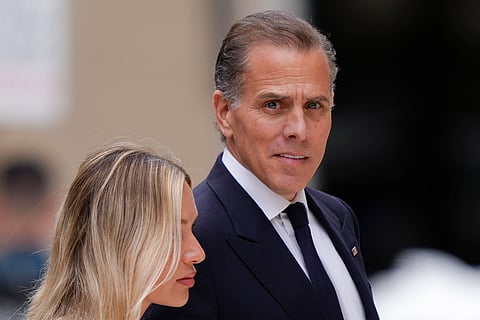 Hunter Biden, accompanied by his wife, Melissa Cohen Biden, arrives to federal court on hearing there is a verdict, Tuesday, June 11, 2024, in Wilmington, Delaware.
