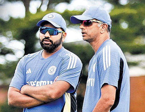 India skipper Rohit Sharma with head coach Rahul Dravid