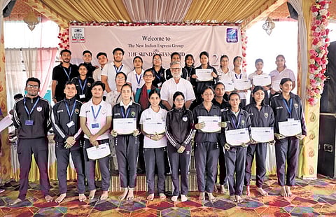 TNIE Editorial Director Prabhu Chawla with participants of Yoga for All organised by Event Express, a division of The New Indian Express Group, in Dehradun