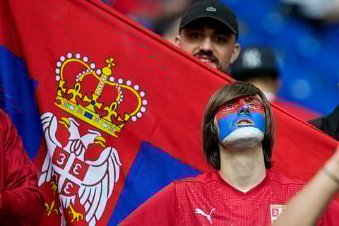 A Serbian fan at the match against England at Euro 2024 (Photo | AP)