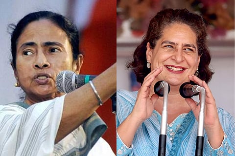 West Bengal Chief Minister Mamata Banerjee (L), Priyanka Gandhi