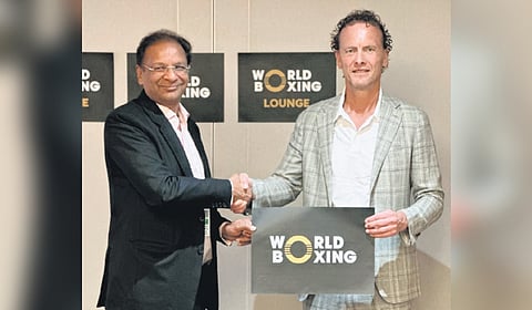 BFI chief Ajay Singh (left) and WB president Boris van der Vorst during the announcement on Friday