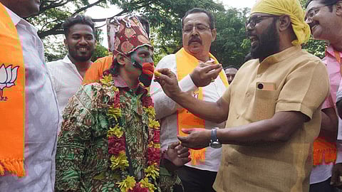 Supporters of various political parties seen celebrating their party's performance in the 2024 Lok Sabha elections.