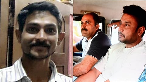 The victim Renukaswamy (R), Actor Darshan Thoogudeepa.