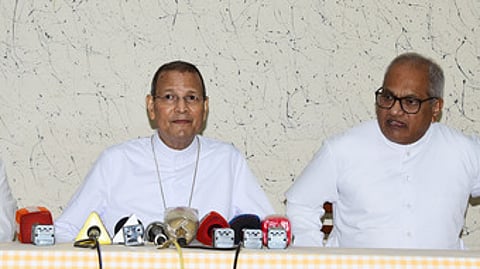Latin Catholic Church Varapuzha Archdiocese Bishop Joseph Kalathiparambil talking to the media persons