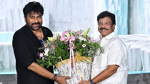 Cinematography minister Kandula Durgesh met film star Chiranjeevi before taking charge on Thursday.